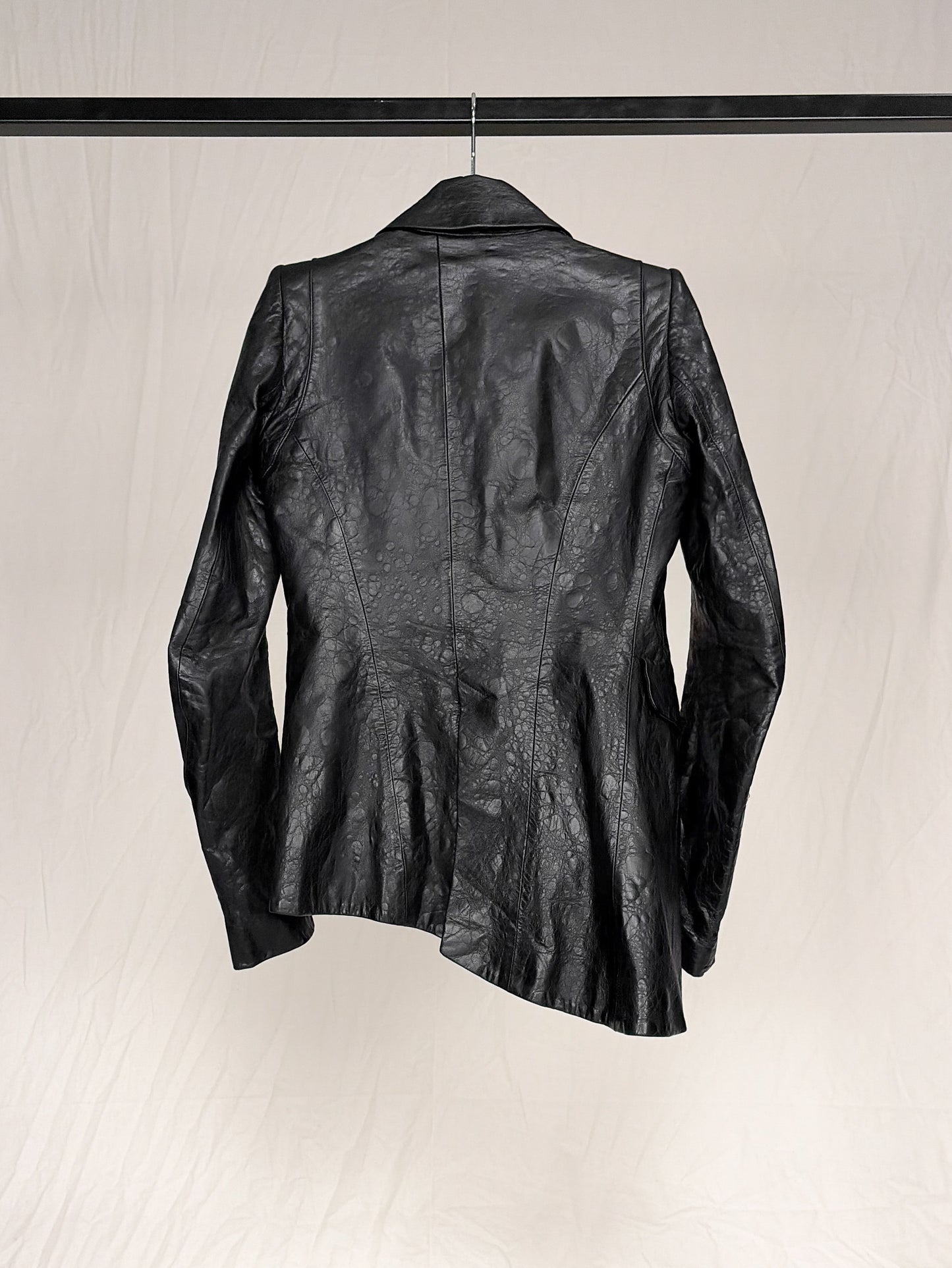 ‘NO. BLACK JAGUAR / JK’ "KELOID" LEATHER BLAZER