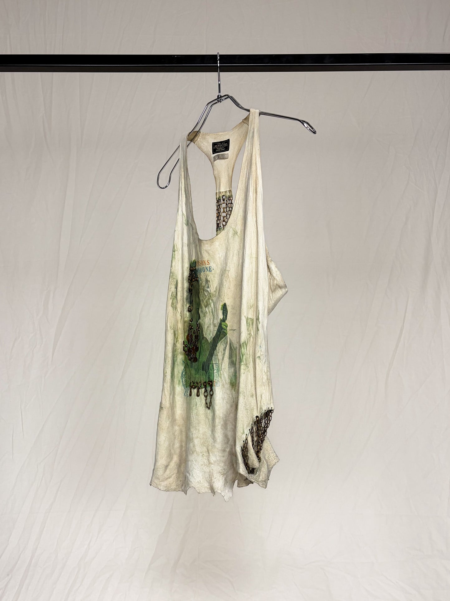 SHEEPSKIN DISTRESSED PIERCED TANK TOP