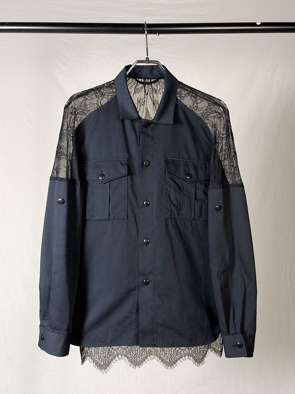 COTTON LACE HYBRID BUTTON-UP SHIRT