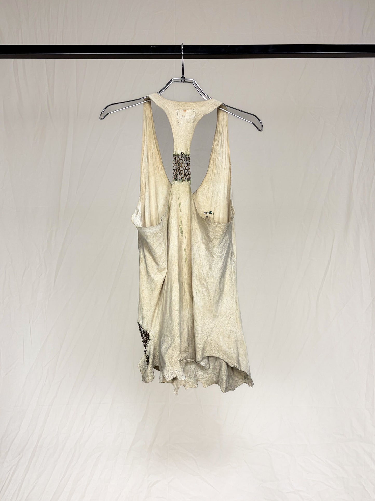 SHEEPSKIN DISTRESSED PIERCED TANK TOP