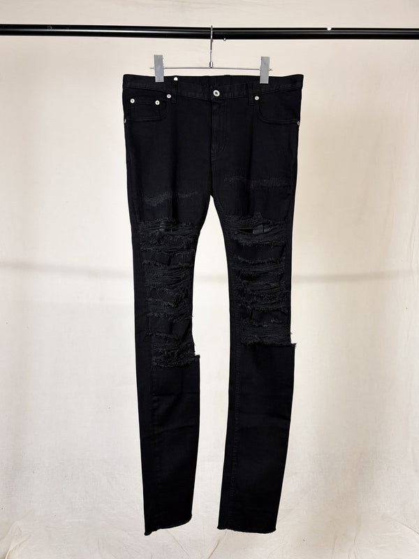 LEATHER REPAIR DISTRESSED SKINNY JEANS