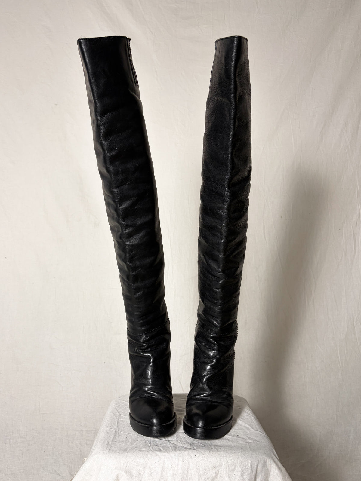 A/W2009 OVER THE KNEE DRAPE LEATHER BOOTS
