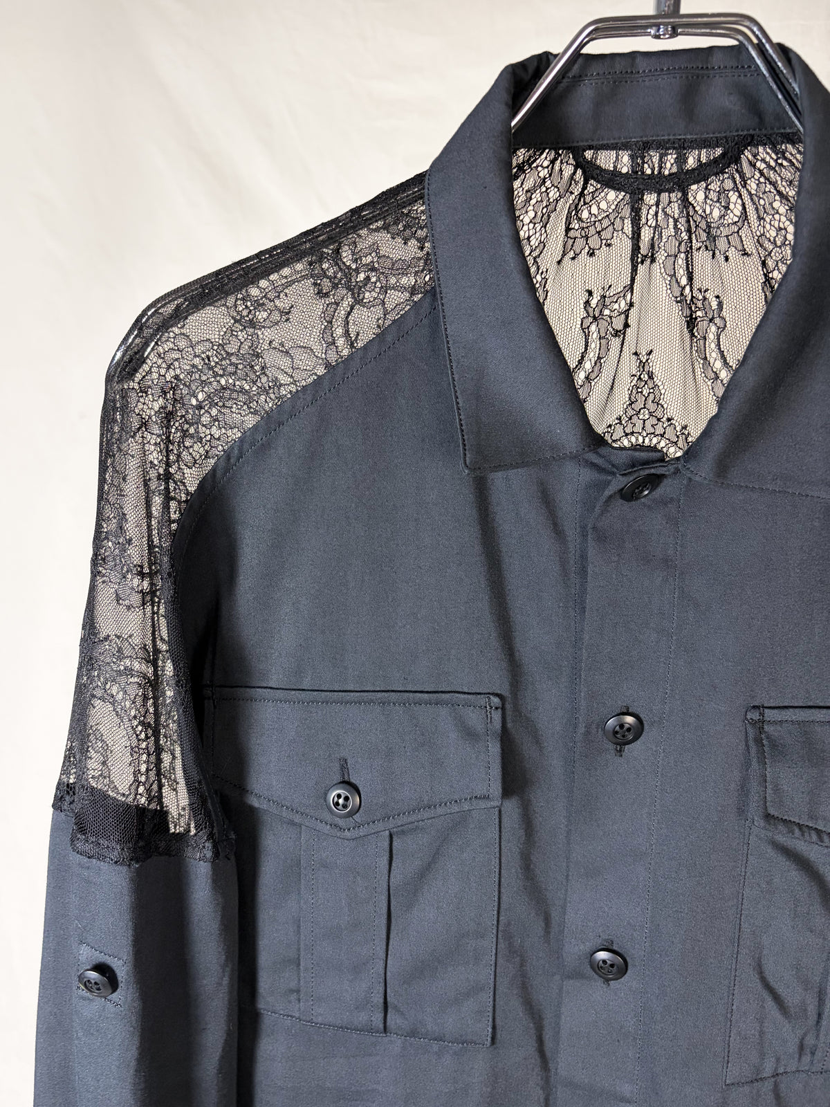 COTTON LACE HYBRID BUTTON-UP SHIRT