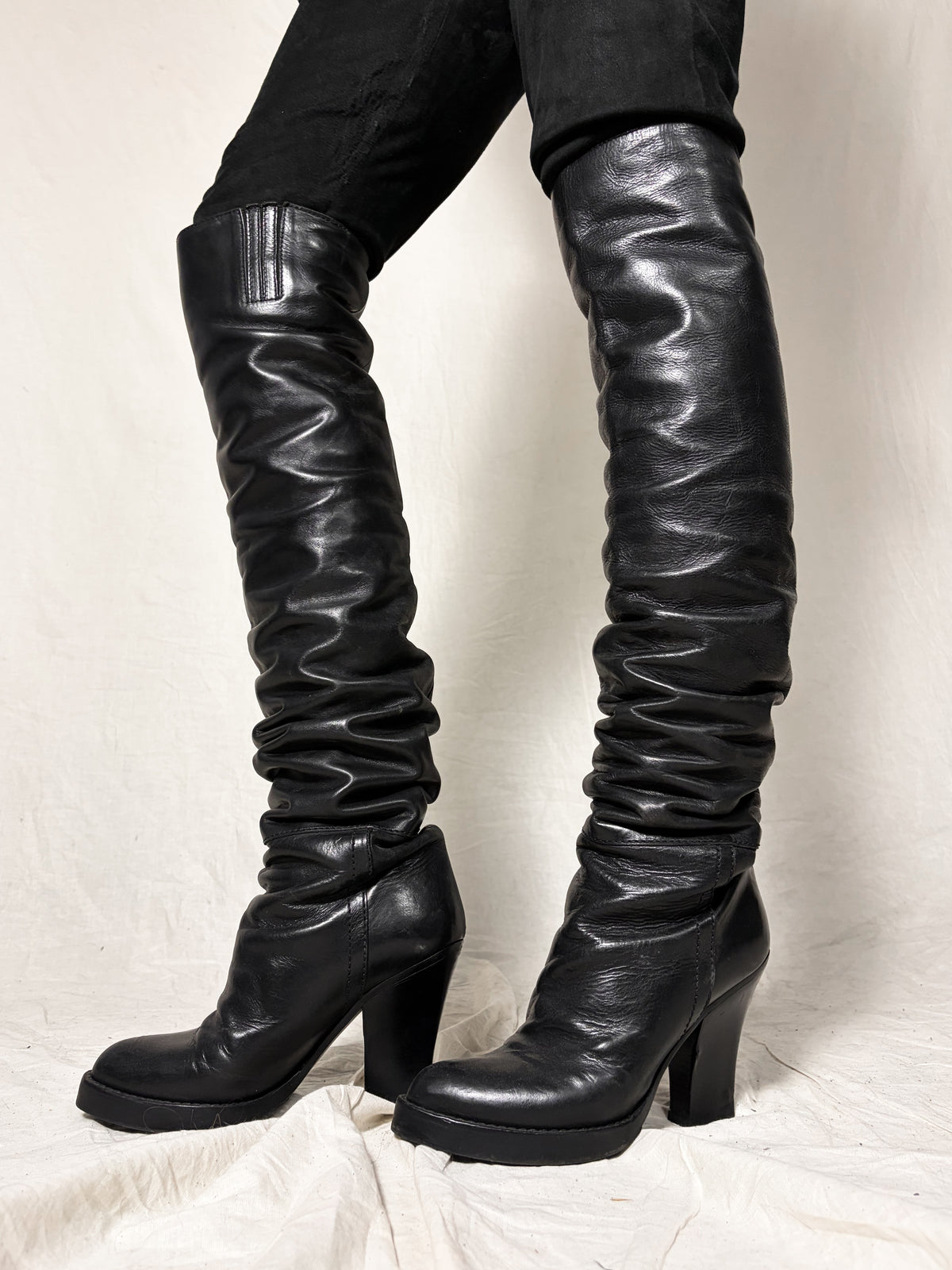 A/W2009 OVER THE KNEE DRAPE LEATHER BOOTS