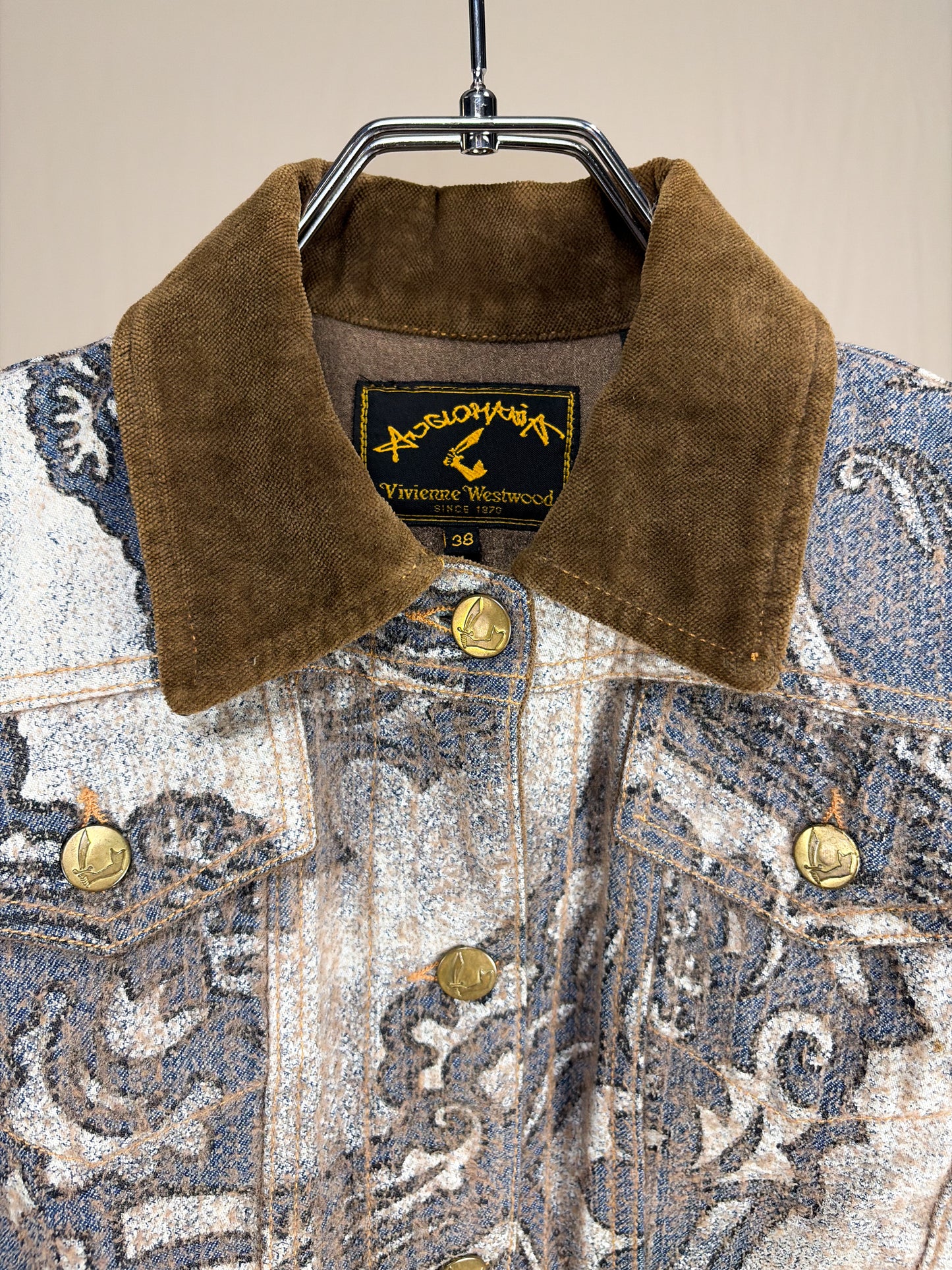 "ANGLOMANIA" 1990'S FLORAL CROPPED DENIM JACKET