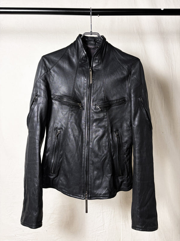 EARLY 2000s GOATSKIN MULTI ZIP RIDER JACKET