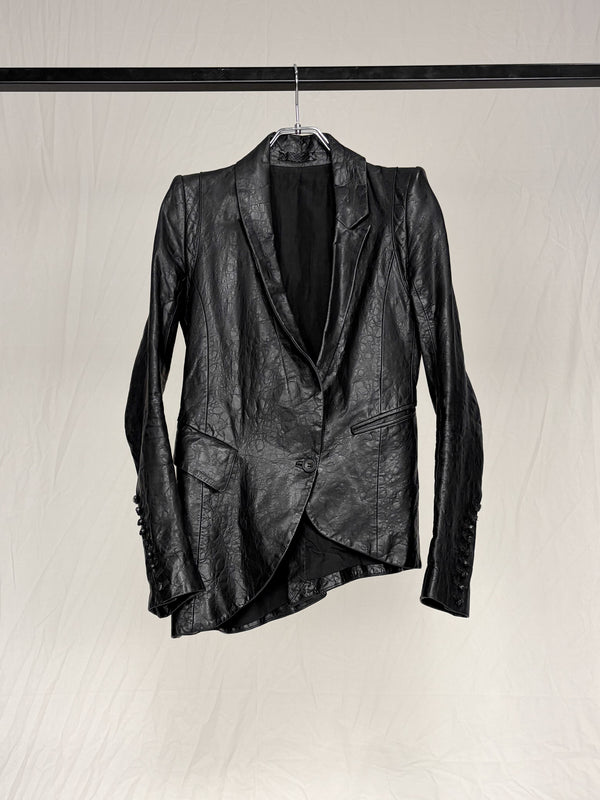 ‘NO. BLACK JAGUAR / JK’ "KELOID" LEATHER BLAZER