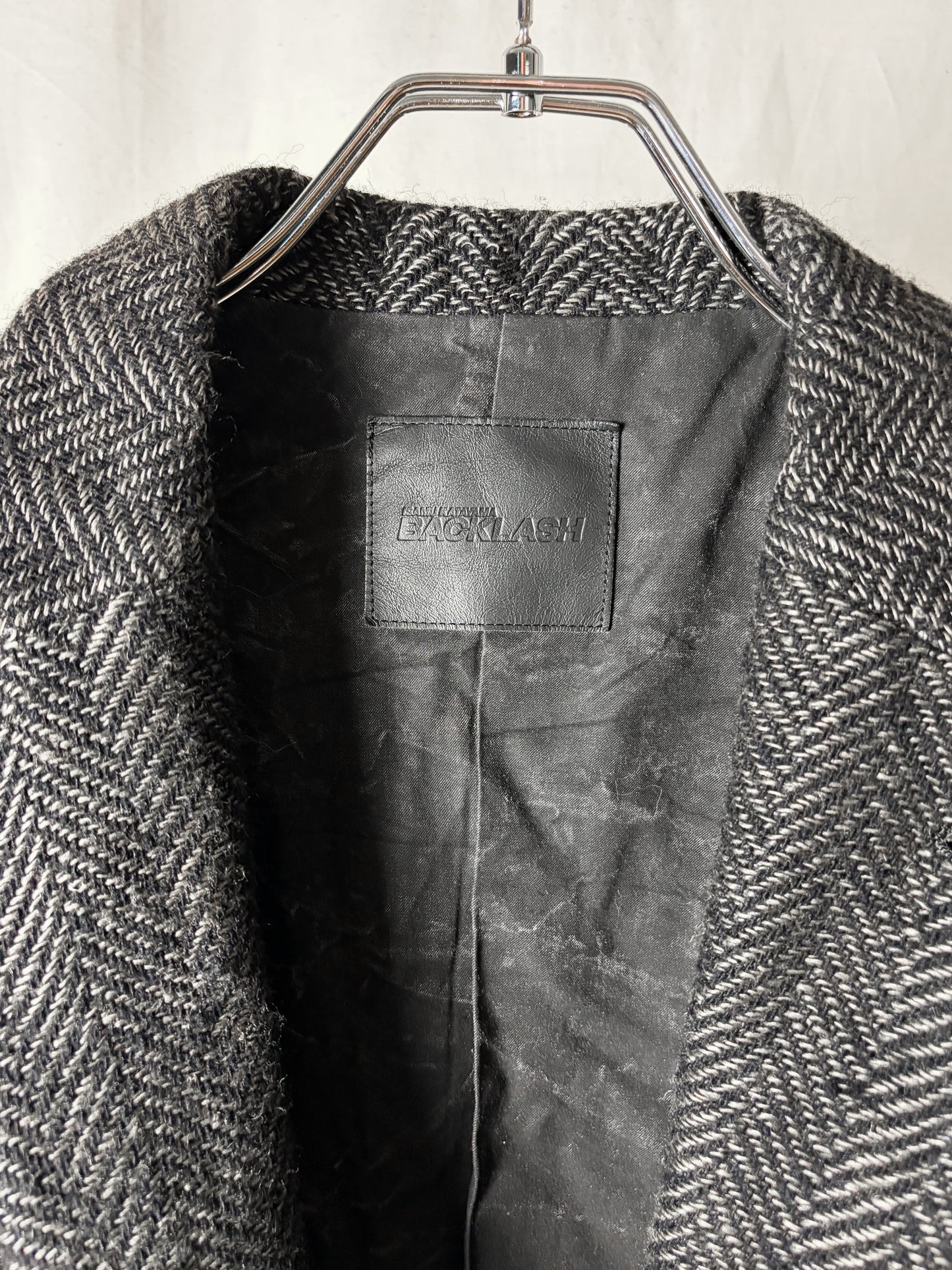 HYBRID HERRINGBONE LEATHER BLAZER
