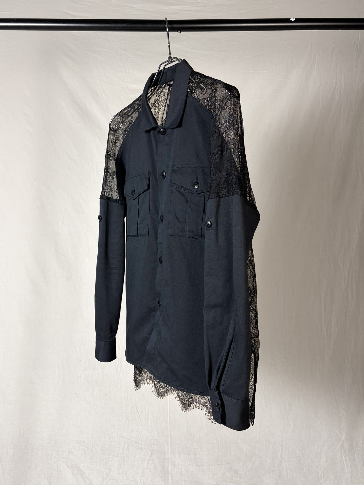 COTTON LACE HYBRID BUTTON-UP SHIRT