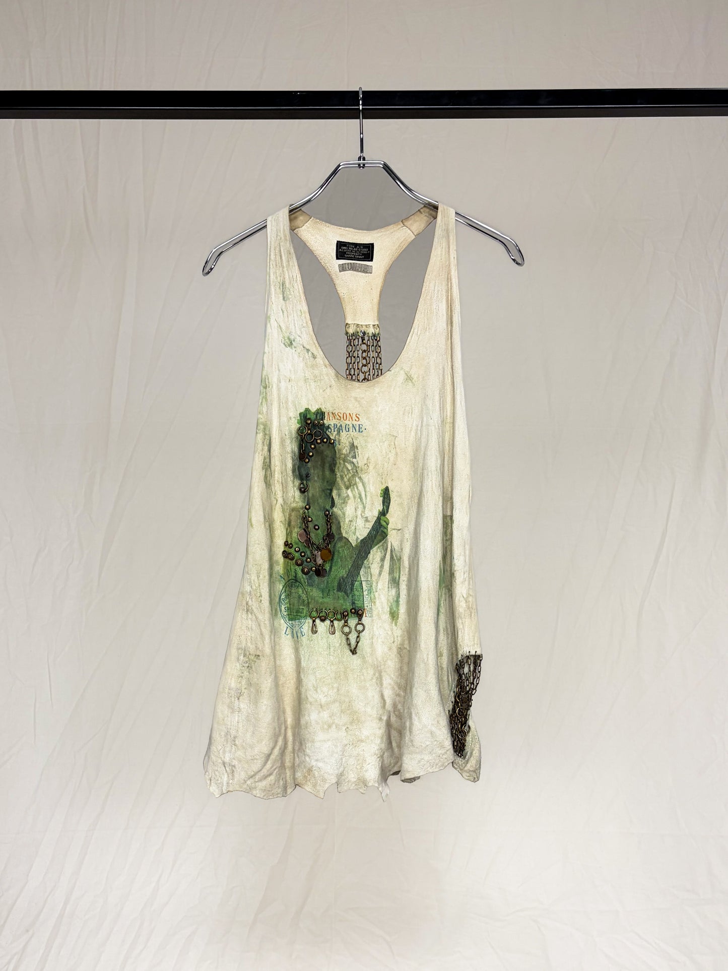 SHEEPSKIN DISTRESSED PIERCED TANK TOP
