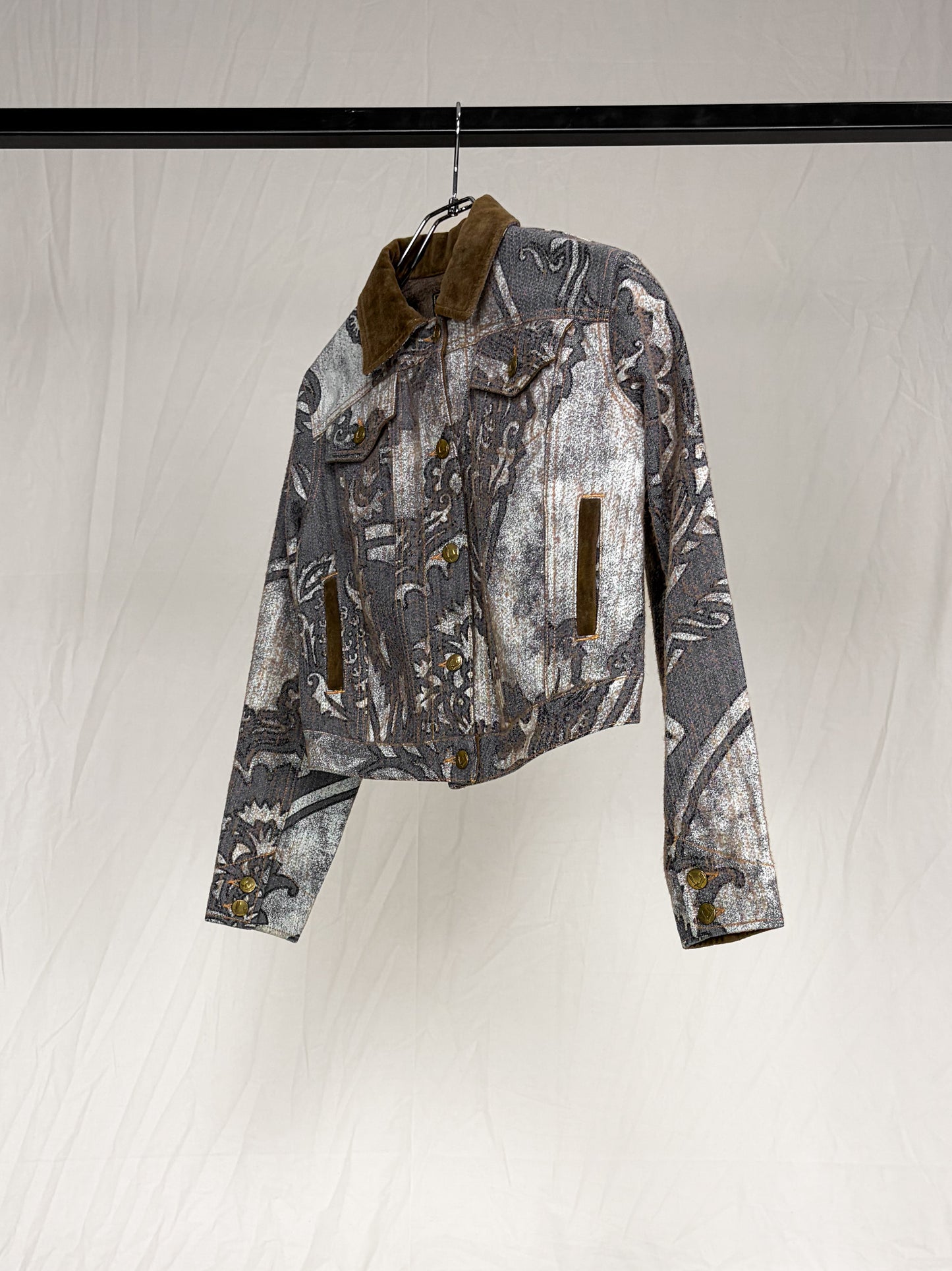 "ANGLOMANIA" 1990'S FLORAL CROPPED DENIM JACKET