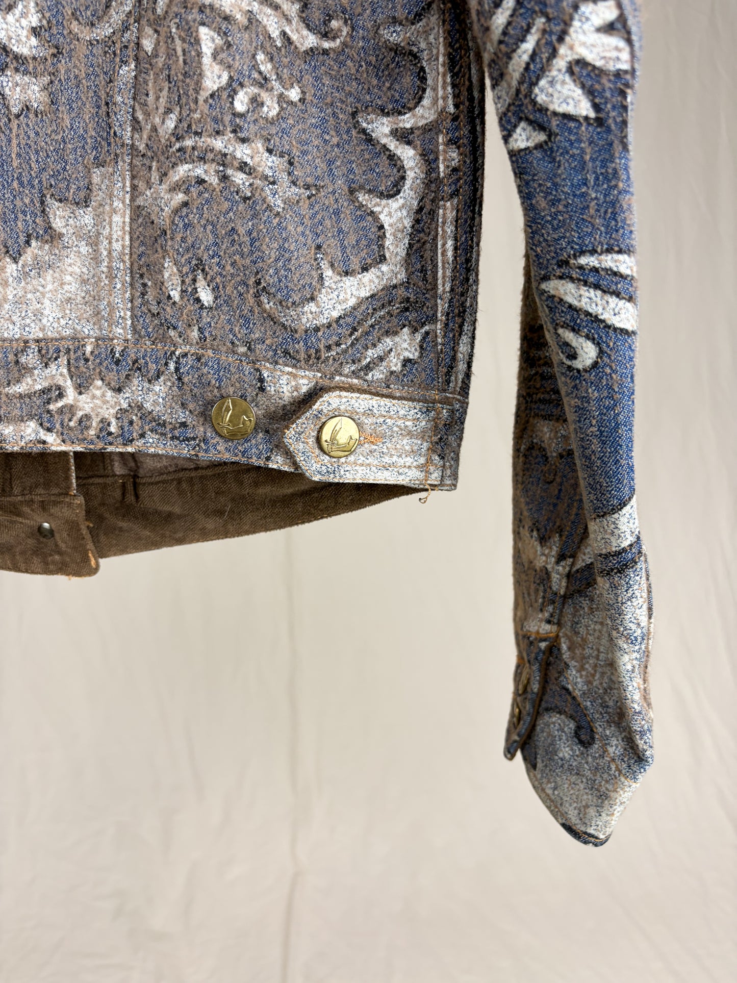"ANGLOMANIA" 1990'S FLORAL CROPPED DENIM JACKET