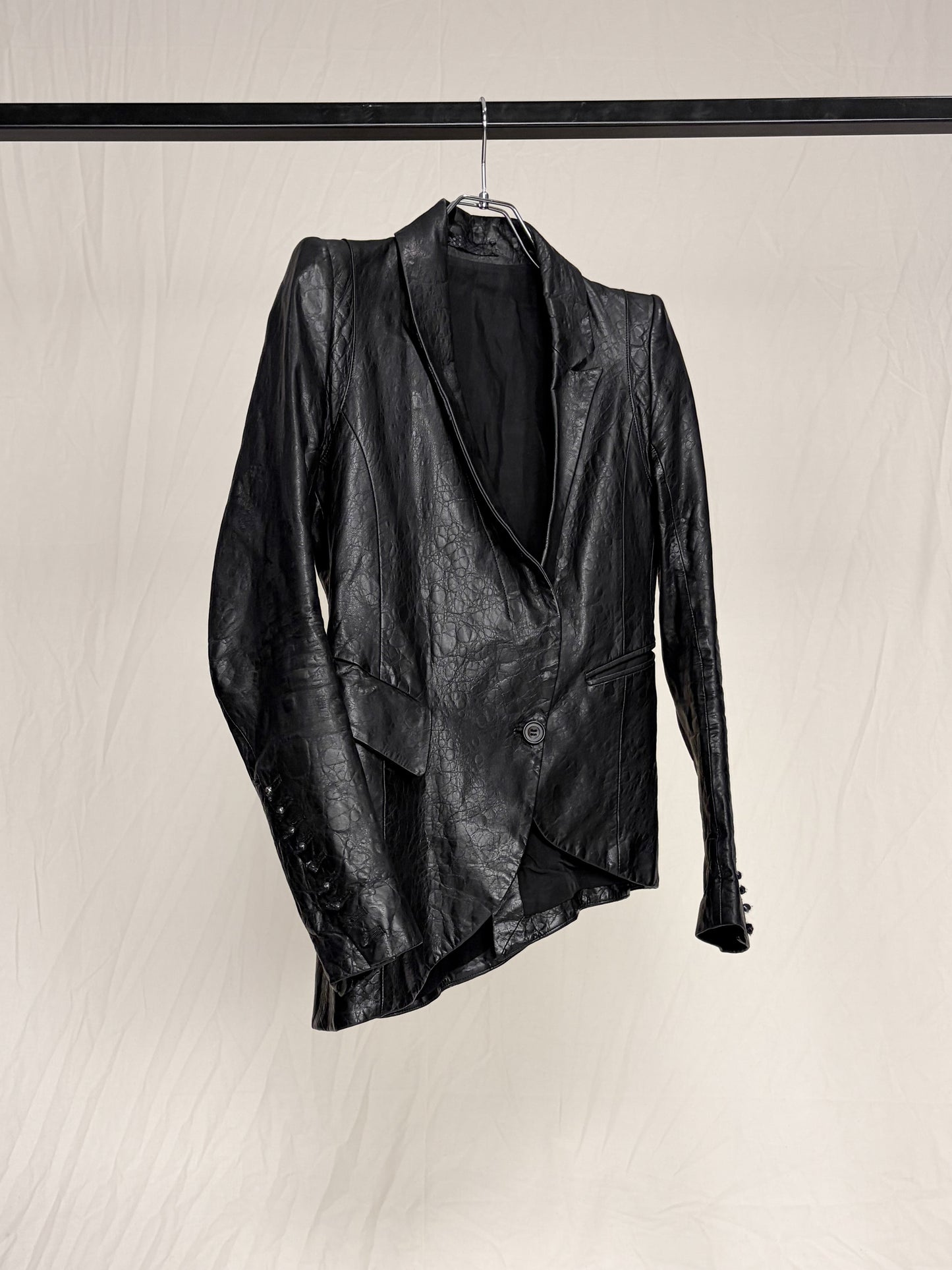 ‘NO. BLACK JAGUAR / JK’ "KELOID" LEATHER BLAZER