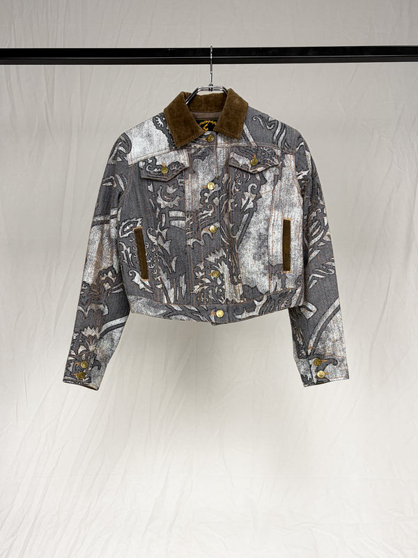 "ANGLOMANIA" 1990'S FLORAL CROPPED DENIM JACKET