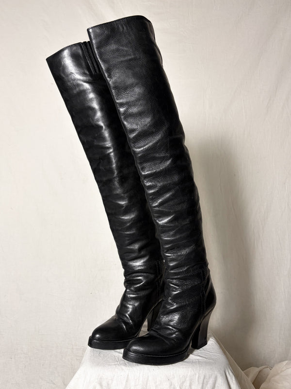 A/W2009 OVER THE KNEE DRAPE LEATHER BOOTS